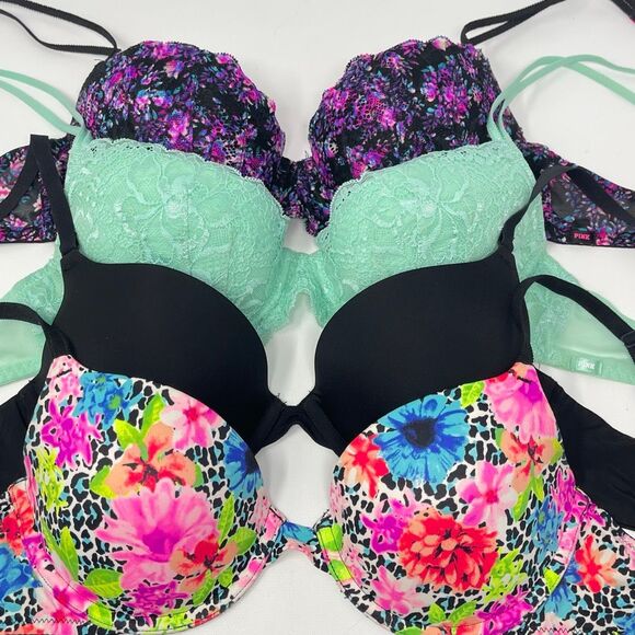 Victoria’s Secret Lot of 4 Bras Push Up Demi Lace Multicolor Women’s Size 32C - Picture 4 of 13